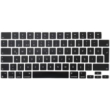 Kızılkaya Apple Macbook Pro 16 Inç M3 / M3 Pro / M3 Max A2991TÜRKÇE Silikon Klavye Koruyucu Siyah Uyumlu