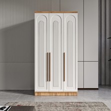 GuneyStore Ücretsiz Montaj - % 100 MDF Flora 3 Kapaklı Gardırop - MDF Dolap - Elbise Dolabı