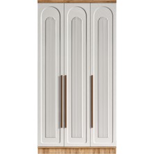 GuneyStore Ücretsiz Montaj - % 100 MDF Flora 3 Kapaklı Gardırop - MDF Dolap - Elbise Dolabı