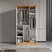 GuneyStore Ücretsiz Montaj - % 100 MDF Flora 3 Kapaklı Gardırop - MDF Dolap - Elbise Dolabı