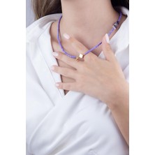 Sose Moda C Harfli Lila Boncuk Tasarım Kolye