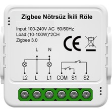 Zigbee Çift Çıkışlı Nötrsüz Akıllı Röle Tuya -  Uyumlu