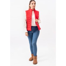 V Desenli Slim Fit  Dik Yaka Modern Kadın Yelek