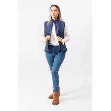 V Desenli Slim Fit  Dik Yaka Modern Kadın Yelek