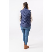 V Desenli Slim Fit  Dik Yaka Modern Kadın Yelek