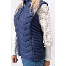 V Desenli Slim Fit  Dik Yaka Modern Kadın Yelek
