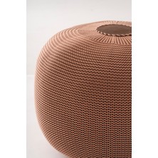 Butamteks Butapuf Buta Knit Splay Modern Coco Triko Yuvarlak Deri Detaylı El Işçiliği Iç ve Dış Mekana Uygun Örgü Puf
