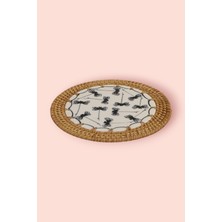 Ocean Point Rattan Çerçeveli Siyah Zarif Desenli Dekoratif Altlık Şık ve Kullanışlı Tasarım (16 cm ) Oceanpoint