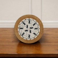 Ocean Point Rattan Çerçeveli Siyah Zarif Desenli Dekoratif Altlık Şık ve Kullanışlı Tasarım (16 cm ) Oceanpoint