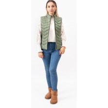 V Desenli Slim Fit  Dik Yaka Modern Kadın Yelek