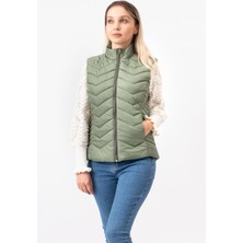 V Desenli Slim Fit  Dik Yaka Modern Kadın Yelek