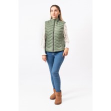 V Desenli Slim Fit  Dik Yaka Modern Kadın Yelek