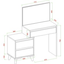 Aymobsan Viona 3 Çekmeceli, Aynalı Makyaj Masası