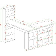 Aymobsan Venedik 13  Raflı Çalışma Masası