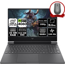 Hp Victus Gaming 15 Intel Core I5 12500H 32GB 512GB SSD RTX4060/8GB W11H 15.6" Taşınabilir Bilgisayar B03C7EA-A33 & Anzar Mouse