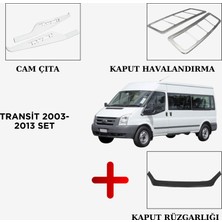 Alminox Oto Aksesuar Transit 2003-2013 Set Cam Çıta-Kaput Havalandırma - Kaput Rüzgarlığı  (Hediye)