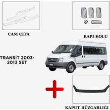 Alminox Oto Aksesuar Transit 2003-2013 Set Cam Çıta-Kapı Kolu-Kaput Rüzgarlığı(Hediye)