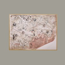 Evidea Deco Piri Reis Tablo - Açık Kahverengi - 120X90 cm