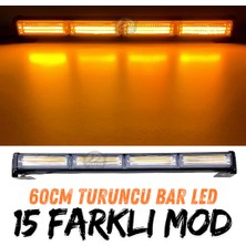 STS Oto Aksesuar Turuncu Tepe Çakar Bar LED 60CM 12-24V  Off Road Çekici Traktör Ikaz Lambası Çakar 15 Modlu