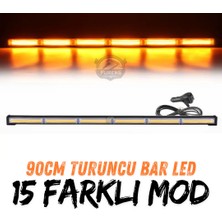 STS Oto Aksesuar Turuncu Tepe Çakar Bar LED 90CM 12-24V  Off Road Çekici Traktör Ikaz Lambası Çakar 15 Modlu