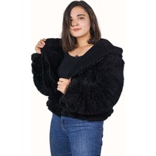 Legosh Fermuarlı Kapüşonlu Peluş Mont
