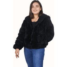 Legosh Fermuarlı Kapüşonlu Peluş Mont