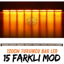 STS Oto Aksesuar Turuncu Tepe Çakar Bar LED 120CM 12-24V  Off Road Çekici Traktör Ikaz Lambası Çakar 15 Modlu