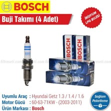 Bosch Hyundai Getz 1.3/1.4/1.6 Iridyum Lpg Buji Takımı 4 Adet (2003-2011)MOTOR GÜCÜ:60KW - 63KW - 71KW
