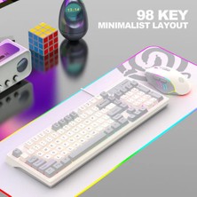 KM800 Klavye LED Işıklı Modlu 98 Tuşlu Oyuncu Klavye Mouse Seti USB Girişli Gaming Klavye