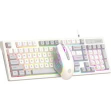 KM800 Klavye LED Işıklı Modlu 98 Tuşlu Oyuncu Klavye Mouse Seti USB Girişli Gaming Klavye