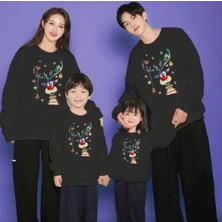 Kids Face Özel Tasarım Mutlu Yılbaşı Geyiği Baskılı Kışlık Aile Kombini Sweatshırt.1 Adet Fiyatıdır.