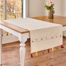 Evidea Soft Boncuklu Runner - Ekru - 50X130 cm