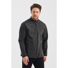 Alexandergardı Dik Yaka Fermuarlı Astarsız Içi Polar Su Itici Softshell Kumaş Mont (E24-MNT-02)