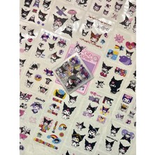 Kağıt Gemi Sanrio Karakter Kuromi 25 Yaprak Pet Sticker Set Pembe Paket