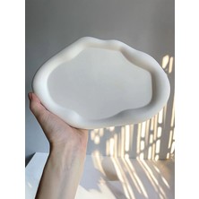 Bliss Beam Decoration 2'li Beyaz Dekoratif Beton Tabak Seti