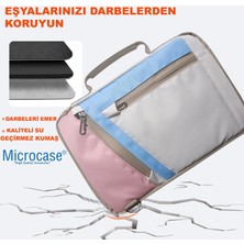 Microcase Apple iPad Mini 2024 8.3 Inch Tablet Için Omuz Askılı El Tutacaklı Universal Sleeve Taşıma Çantası AL4346 Pembe Mavi Krem