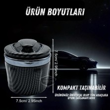 Üniversal Porselen Yanmaz Koku Geçirmez Mavi Işıklı Lüx Oto Küllük Dumansız Kapaklı Spor Araç Içi Küllük Araba Küllüğü Karbon Gümüş