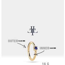 Safirli Halka Piercing Küpe, 12 mm , 1.2 Mm, 14K Sarı-Beyaz-Kırmızı Altın | LE00001S