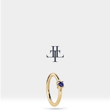 Safirli Halka Piercing Küpe, 12 mm , 1.2 Mm, 14K Sarı-Beyaz-Kırmızı Altın | LE00001S