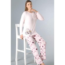 Mevsimlik Uzun Kol Viskon Pijama Takımı Yumuşak Kumaş Dowry 09-158