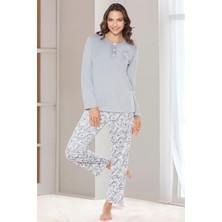 Uzun Kol Jakarlı Kumaş Yumuşak Kışlık Şık Zarif Pijama Takım Dowry 09-170UZUN Kol Pijama Takımı 09-170
