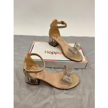 Butik Happy Kids Kız Çocuk Abiye Ayakkabı Gold Fiyonk Taş Detaylı Mezüniyet-Düğün Topuklu Çocuk Abiye Ayakkabı