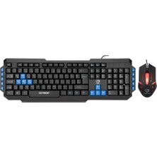 Profesyonel Gamy Siyah USB Mavi Tuşlu Q Gaming Oyuncu Klavye + Mouse Set