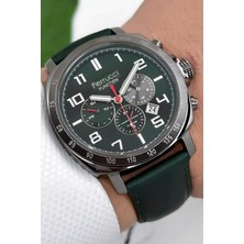 Ferrucci Fonksiyonlar Aktif Deri Kordon Erkek Kol Saati 3 Atm- Bileklik Hediyeli Yeşil-Füme ZMFER167