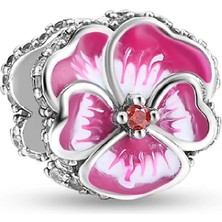 Taşlı Pembe Menekşe Charm