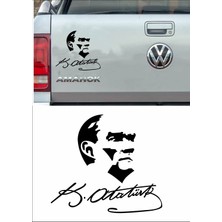 Sticker Usta Atatürk Silüet Atatürk Imza Sticker Araba Oto Motosiklet Karavan Sticker 00619