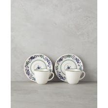 English Home Mistia Bone Porselen 4 Parça 2 Kişilik Kahve Fincan Takımı 90 ml Mavi