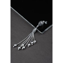 Encili Silver 925 Ayar Gümüş Yedi Sallantılı Top Detaylı Tesbih Püskülü