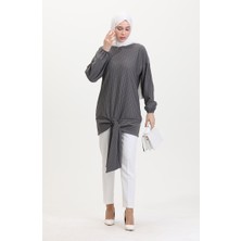 Sefa Merve Çizgili Tunik 1028-01 Gri