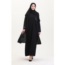 Sefa Merve Büyük Beden Elbise Yelek Ikili Takım 6140-03 Siyah